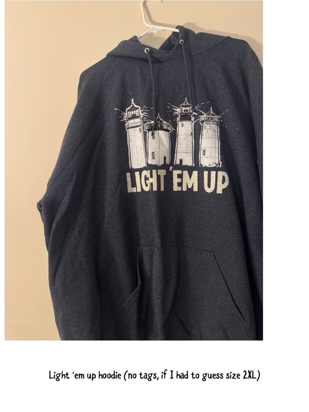 Light 'Em Up Lighthouse Graphic Hoodie - Navy